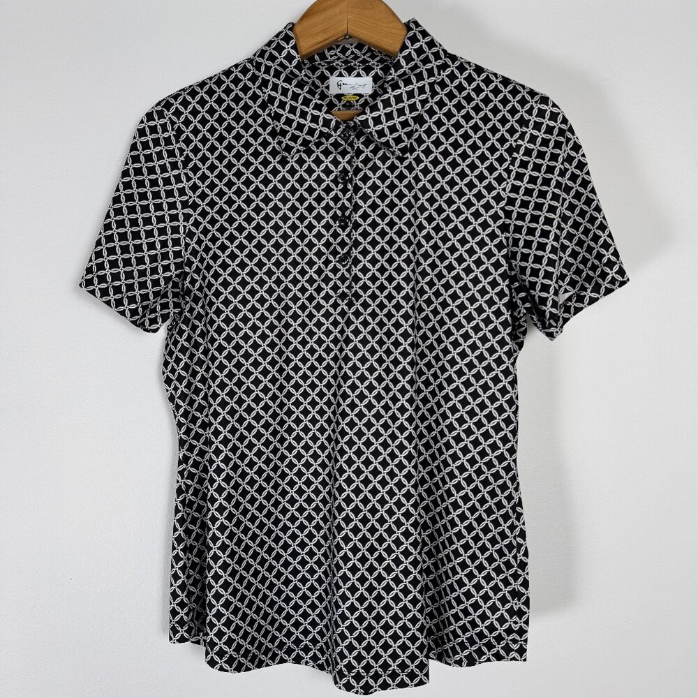 Like new / Greg Norman B&W Chainmail Pattern Golf Polo - Size M